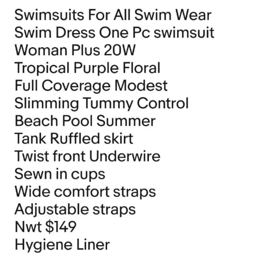 Swimsuits For All Swimdress Woman Plus 20W Underwire Tropical Floral Purple New - Picture 12 of 13